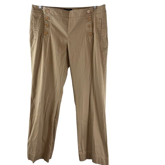 Talbots Heritage Fit Women's Tan Khaki Pants Sailor Buttons Size 14W - Picture 1 of 6